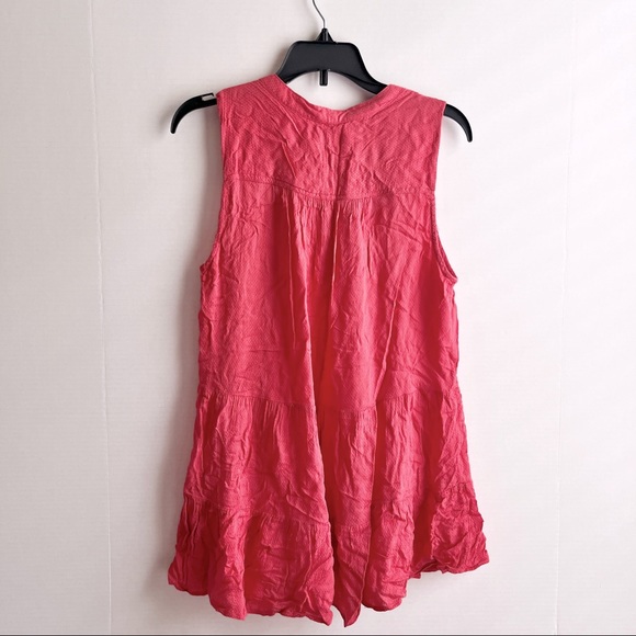Anthropologie Floreat Pink Lace Up Tank Top Tunic Tiered Flowy Women Medium - Picture 4 of 7